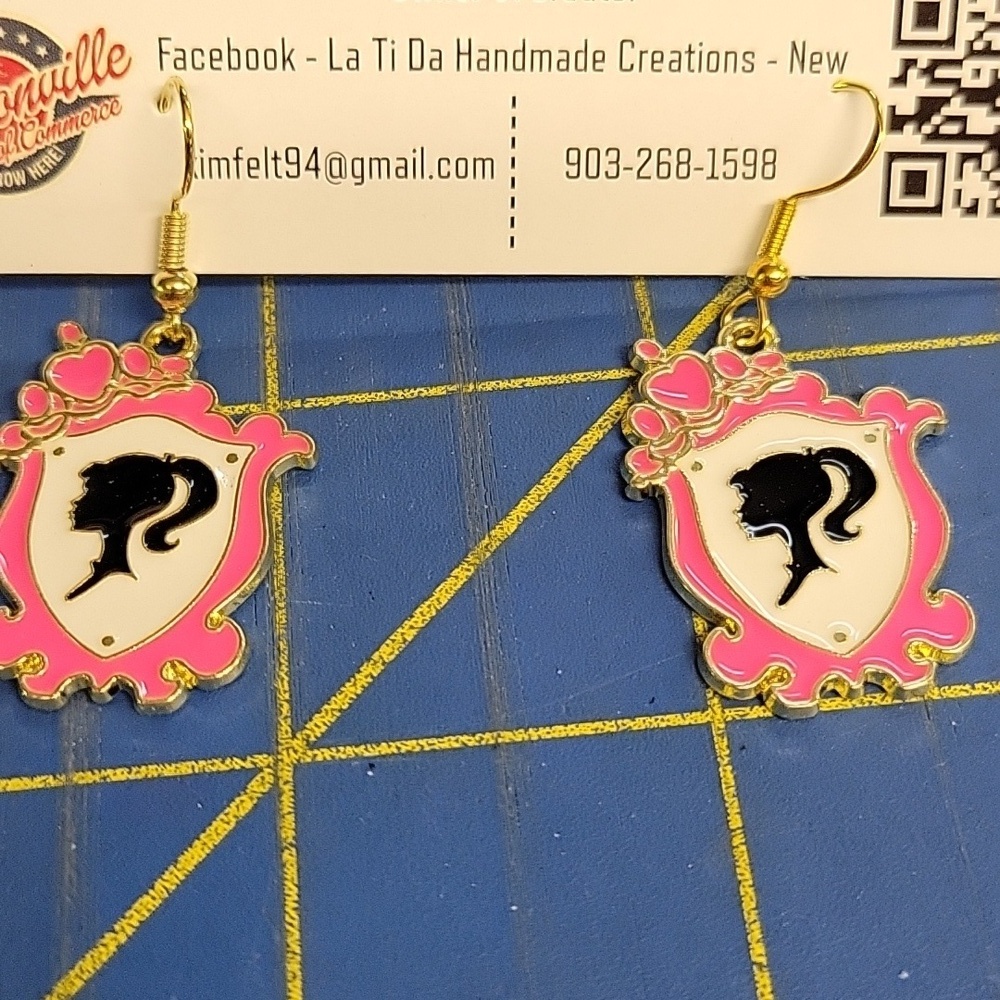 Barbie Dangle Earrings Pink & Gold